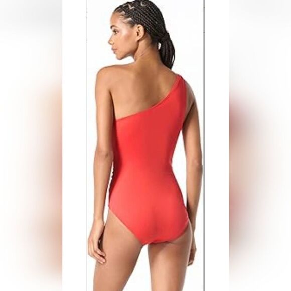 Michael Kors Embellished One-Shoulder One-Piece Swimsuit NWOT Sz 6 Red - Picture 2 of 6